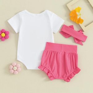 Set di abbigliamento BAMBINA Girl Outfit estivi per lettere sfocata ricami a manica corta Rompers Shorts Abrandone 3pcs Set di vestiti