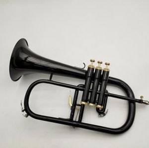 BB Tune Flugelhorn Black Nickel Gold Plated High Quality Music Instrument Professional med Case Mouthpiece Accessories3442533