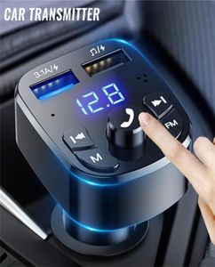 CAR MONTAS O Bluetooth Compatível com 50 FM Transmissor Car Player Kit Carregador Carregador Fast com QC30 Duas tomadas USB 8326997