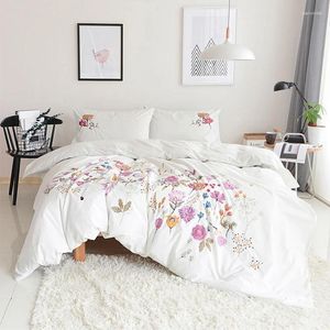 Set di biancheria da letto morbido ricamo di cotone piumino set di copertura el qualitàhypoallergenic con chiusura a bottone corrispondente shams king/bianco