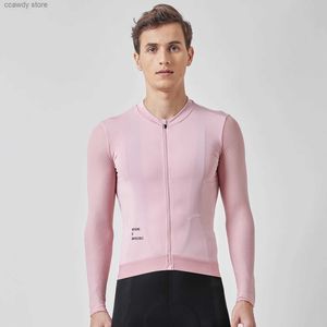Camisetas masculinas Novo Pro Long Seve Cycling Jersey Summer Summer Fabric Llow Collar Design com Light Mesh for Men H240407