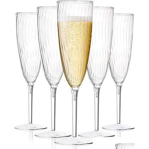 Other Drinkware 6Oz/8Oz Clear Plastic Champagne Flute Ideal For Home Daily Life Wedding Toasting Party Disposable Cup Drop Delivery Ga Dhb7H