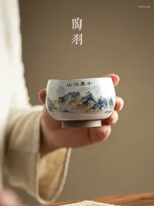 Tea filiżanki Ruyao Qianli Jiangshan Master Indywidualny pojedynczy Oen Piece Ceramic Cu Set Bowl