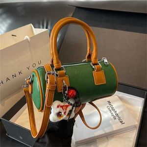 Evening Boston Bags Bag Handheld Luxury Feeling Popular This Spring Fashion Contrast Color Shoulder Cylinder