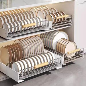 Kitchen Storage Big Size Pull-out Dish Rack Drawer Drying Sliding Bowls Dishes Drainer Sink Cabinet Organizer Holder