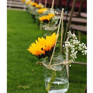 Decorative Flowers 6pcs Artificial Sunflower Long Stem Silk Sunflowers Decoration For Outdoor Home Wedding Light