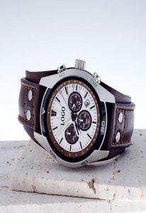 Amazon MEN039S Quartz FS Relógio Banda de couro de aço inoxidável Mens de couro grande relógio CH25658345989