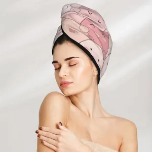 Asciugamano per microfibra ragazze asciugatura da bagno capelli assorbenti graziosi maiali rosa per doccia magica avvolgimento della testa turbante