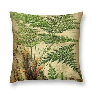 Pillow Botanical Print On Old Book Page - Fern Throw Plaid Sofa Christmas Covers Luxury Case Cases