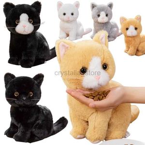 Movies TV Plush toy 1pc 26cm Simulation Cat Plush Toy Cartoon Sitting Cute Kitten Animal Grey White Black Cats Artificial Touch Doll Gift for Kids 240407