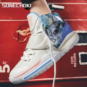 Basketball Shoes SONECHOKI High-Top Two-tone Unisex Cushioning Anti-Friction Outdoor Sneakers Men Breathable Sport Women