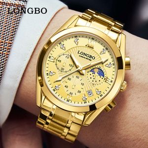 Longbo Night Glow New Spring Waterproof Business Stagry Stal Watch Watch Kwarc