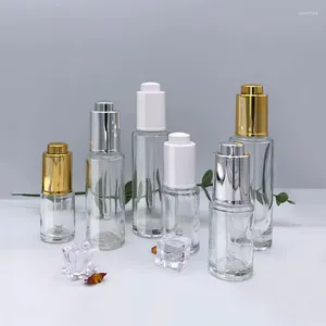 Förvaringsflaskor 15 ml 20 ml 30 ml 50 ml Fin Oil Bottle Press Pump Droper Transparent Essence Wholesale