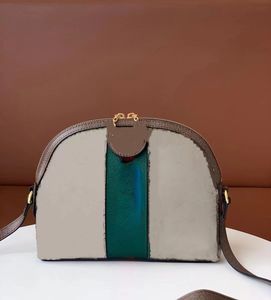 Kvinna axelväska designer Ophidia skalform grön och röd rand med dubbla bokstäver metall lady cross body väska 499621 grossistmärke tote plöjor och handväskor 2681