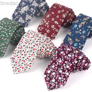 Pescoço amarra novas laços de algodão Moda Floral Print Neck Trecy para fatos de negócios de negócios gravata magra para homens Mulheres de flores quebradas gravatas 240407