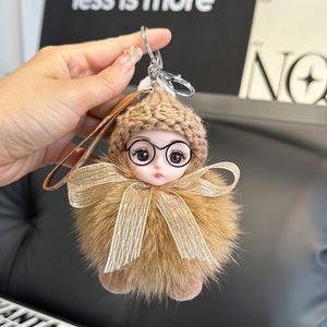 Niedliche Puppenschlüsselring -Mädchen Tasche Charm Plüsch Autozubehör Keychain Flauschige Schlüsselhalter Geschenke für Freunde