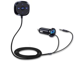 Support Siri Handsfree Wireless Bluetooth Car Kit 3.5mm AUX O Musikmottagar Player Hands Free Speaker 2.1A USB Car Charger5396709