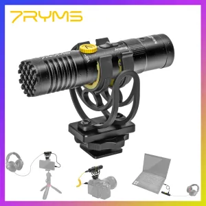 Microphones 7RYMS MinBo M1 Mini Cardioid Digital/Analog Shotgun Microphone for DSLR Camera/Smartphone Video Recording Volgging(TRS/USB C)
