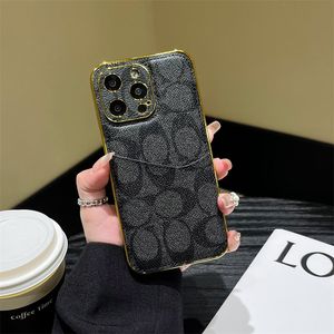 Principais caixas de telefone de designer de couro para iPhone 15 Pro máximo 14 13 12 11 l Brand Flower 15Promax Fashion Prind Print Back Capa de luxo de casca de casca móvel capa de bolso