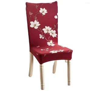 椅子は白い花の赤いプリントカバースリップカバーソファスパンデックス/ポリエステルファブリックストレッチ弾性多機能バンケット