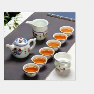 TeAware Setleri Jingdezhen Antika El Boyunca Ming Chenghua Tavuk Kovası Renk Silindir Kupası Çay Seti Seramik Hediyeler
