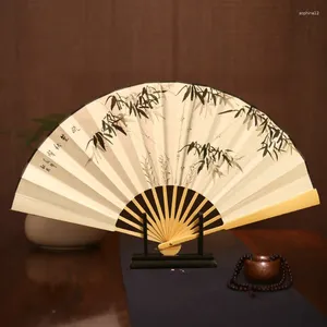 Dekoratif figürinler Çin el boyalı xuan kağıt fırça peyzaj boyama katlanır fan 30 54.5cm klasik büyük bambu diy sanat arzı