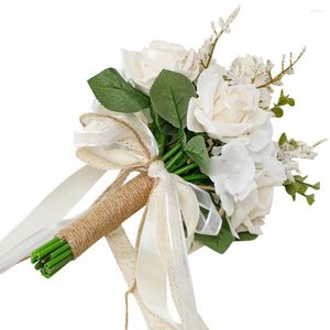 Dekorativa blommor som håller konstgjorda brudbukett bröllop buketter brud weeing dekorationer