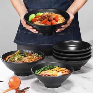 Bowls Black Melamine Noodle Bowl Imitation Porcelain Enlarged Ramen Japanese-style Frosted Soup Kitchen Tool For Restaurant