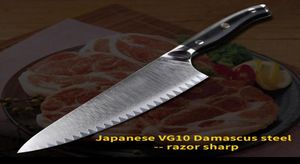 New style pattern 8 inch chef knife damascus kitchen knives Japanese Damascus steel Blade with Black G10 handle63718052672099