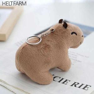 키 체인 끈 귀여운 capybara 플러시 장난감 장난감 키 체인 12cm 채워진 동물 가방 키링 펜던트 자동차 키 액세서리 Q240403