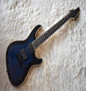 Factory Custom Blue 7 Strings Electric Guitar with Flame Maple VeneerNeckthru Body24 fretsblack Hardwarecan Be Customized2664392