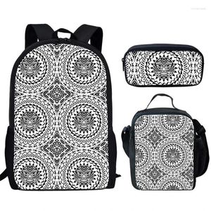 Zaino cartone animato novità polinesiana tradizionale stampato 3d tribale 3pcs/set di borse per la scuola per alunni Laptop Daypack Punch Bag Case