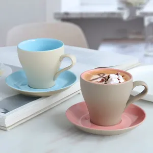 Cups Saucer Nordic Style Frost Reinheit Keramik Latte Kaffeetasse Saucer Sets kleiner Espresso Cappuccino Cup Cafe Xicara Teetasse Tasse Tazas