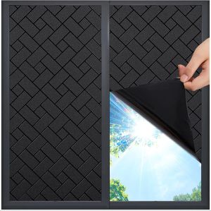 Films Total Blackout Window Film 100% Light Sun Blocking Covering Darkening Privacy Heat Control Static Cling Removable No Glue Anti