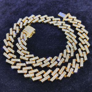 Оптовая 14 -мм 18 -километровый золото, покрытый хип -хоп цепь, кубинское бриллиантское ожерелье с цирконом основной камень религиозный стиль для мужчин женщин