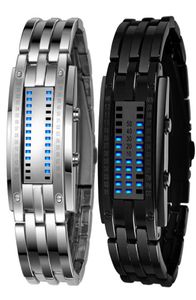 MEN039S Black Edelstahl Date Digital LED Bracelet Sport Uhr zukünftige Technologie Binary Watch Casual Relogios Maskulino 7007470