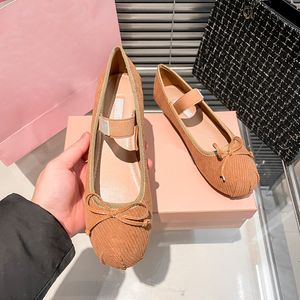 Ballet flats designer shoes Women Dress Shoe Corduroy ballerinas Flats designers heels Cap Toe Leather loafers womens Sandal Slides bow heel luxury mary jane pumps