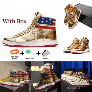 Swobodne buty z pudełkiem T Trump Basketball The Never Surrender High-Tops Designer 1 TS Running Gold Men Men Sneakers Outdoor Comfort sport