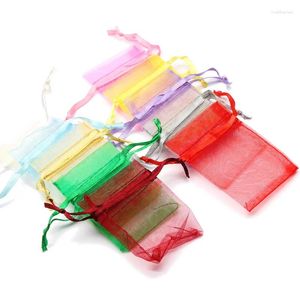 Caschetti per gioielli 50pcs/lotto 7x9cm 9x12cm 10x15 13x18cm borse da regalo di organza corsetto da imballaggio