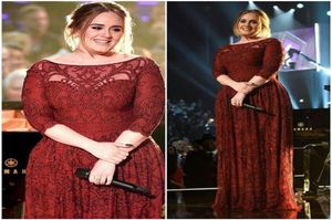 Red Plus Size Formal Dresses Half Sleeves Lace Applique Beads Prom Dress Scoop Neck Sweep Train Spring Luxury Crystal Evening Part9424234