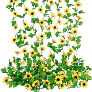 Decorative Flowers Artificial Rattan Flower Sunflower Wall Hanging Plant Decoration Leaf Home