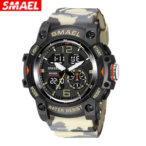 Camouflage Outdoor Sports Herren Tactical Watch wasserdichtes Nachtlicht Dual Display Dual Timing Digital Electronic Watch