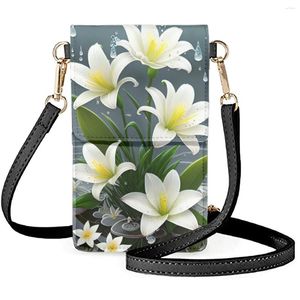 Evening Bags FORUDESIGNS Shoulder Mobile Phone Protection Painting Art Flower Lily Design Woman Messenger Makeup Bag Crossbody Wallets