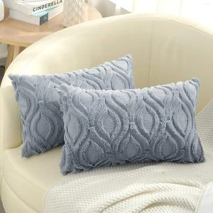 Kudde Comfy Throw Pillows Pack of 2 Covers 12x20 Soft H Faux ull soffa grå (kudde täcker inga insatser