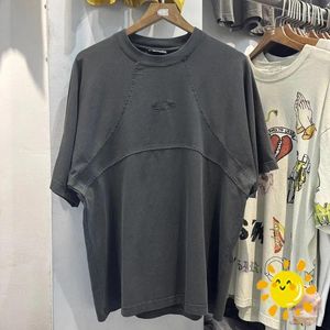 Camicie da uomo 24ss da equipaggio lavata per patchwork grailz danneggiata da uomo donna di qualità top top oversize t-shirt