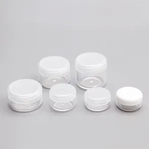 Speicherflaschen 100pcs 3g 5g 10g 15g 20g leerer kosmetischer Behälter klares Plastikcreme -Gläsern Verpackung Make -up Display Zinn Mini Flasche