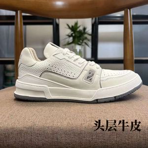 White Cement Casual Board Shoes High Appearance Luxury Goods in Autumn and Winter Genuine Leather Thick Sole Low Cut Business Donkey Family Mens