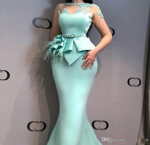 ASO EBI 2020 Arabisch billige sexy Abendkleider bloße Nackenspitze Mermaid Prom Kleider Satin formelle Party Brautjungfer Festzug Kleider5849650