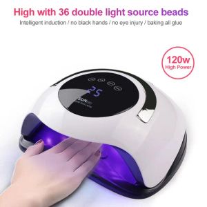 Dryers White 120w Uv Led Lamp Nail Dryer for All Gels 36 Leds Dryer Lamp Polish Sun Light 10/30/60/99s Smart Timer for Nail Dryer