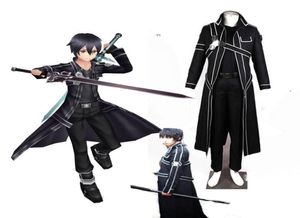 Highest Quality Sword Art Online Kirito Anime Cosplay Costume Christmas Full Set Black Handmade Costom Made3538506